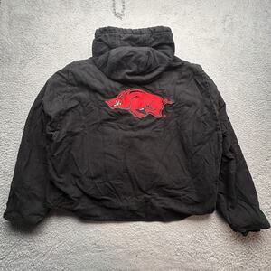 TeamWorx Arkansas Razorbacks Duck Canvas Work Jacket Mens XL Zip Hooded Lined